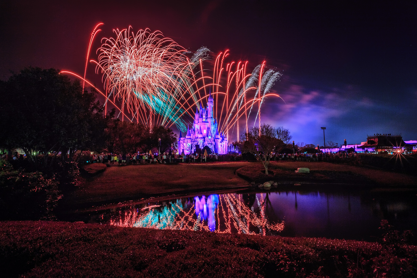 Disney castle fireworks