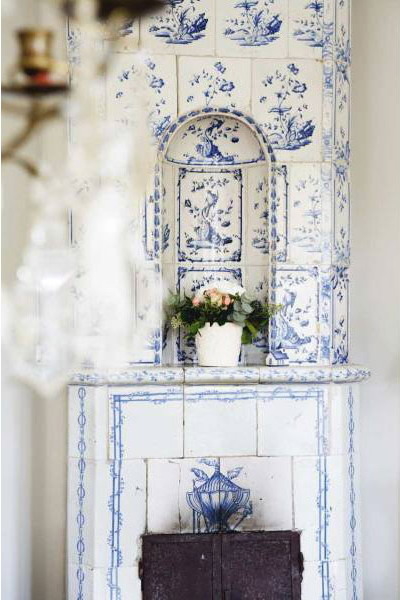 Blue Tiled Fireplace