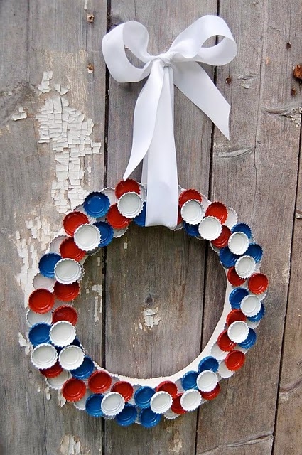 DIY 4th of July Bottle Cap Wreath