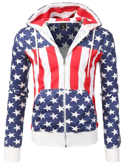 SMITHJAY Mens Hipster Hip-Hop AMERICAN FLAG Hoodie 
