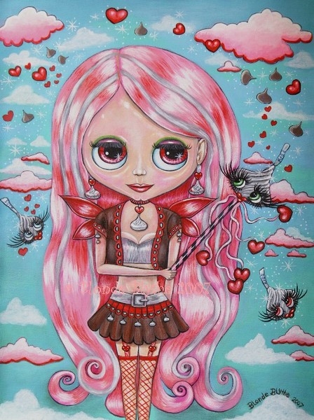 Cute Pink Blythe Doll Illustration