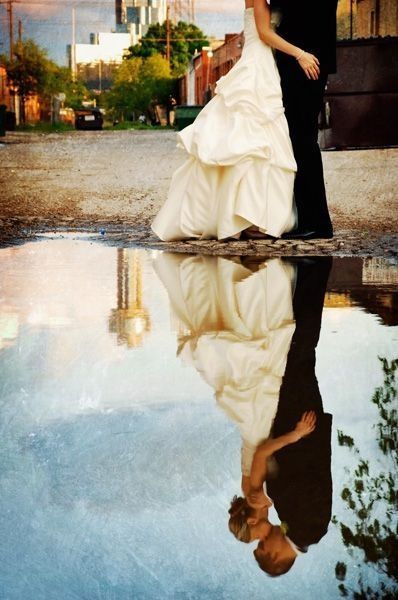 Bride and Groom reflection