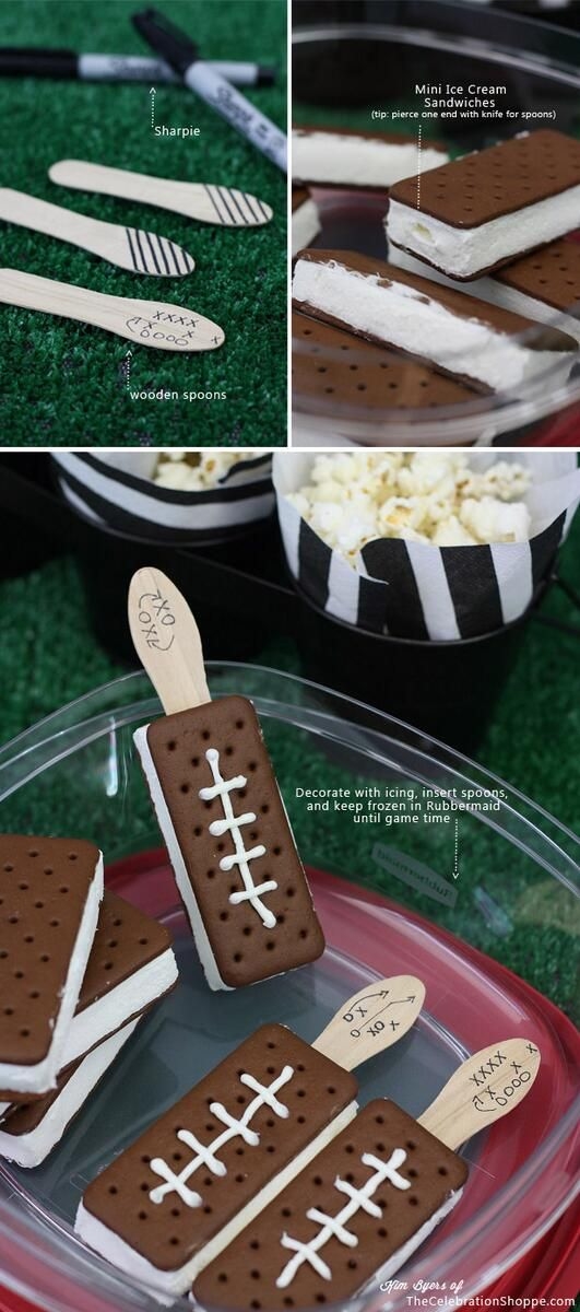 Ice Cream Football Sandwiches