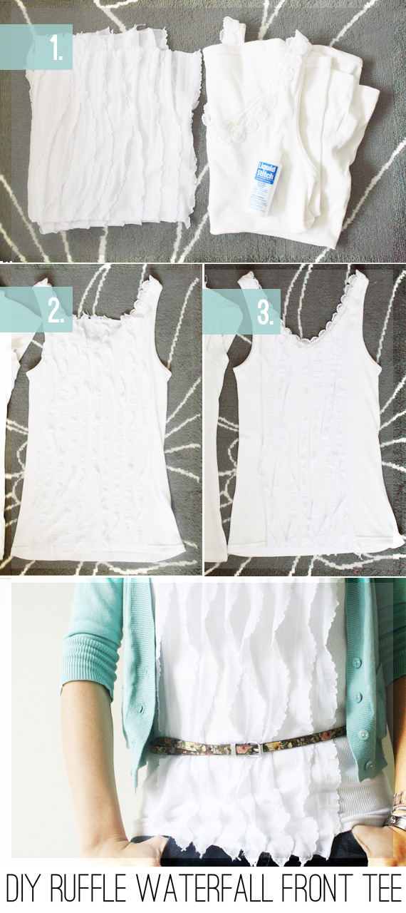 DIY Ruffle Waterfall Front Tee DIY Ruffle Waterfall Front Tee