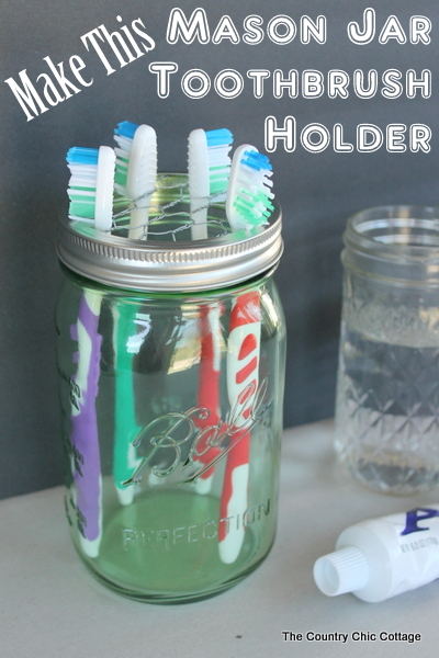 Mason jar toothbrush holder