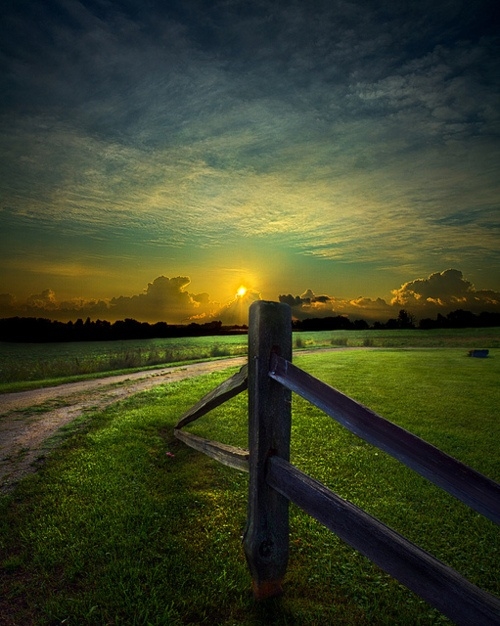 Aqua blue sunset