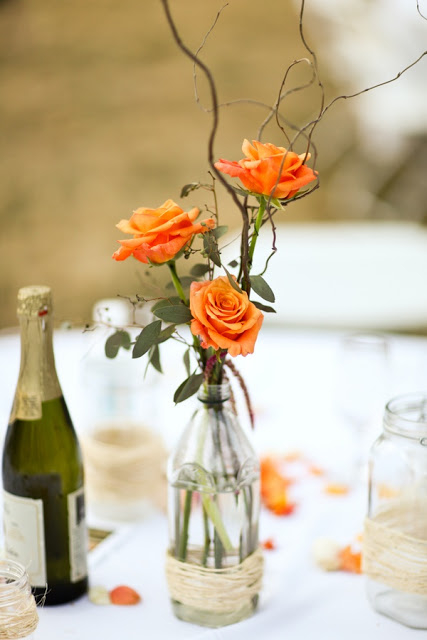 Orange rose table centerpiece