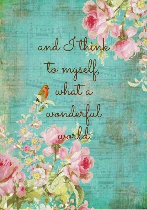 And I think to myself what a wonderful world