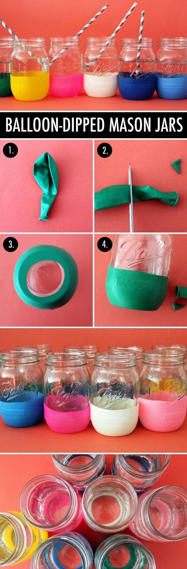 DIY Balloon Dipped Mason Jars