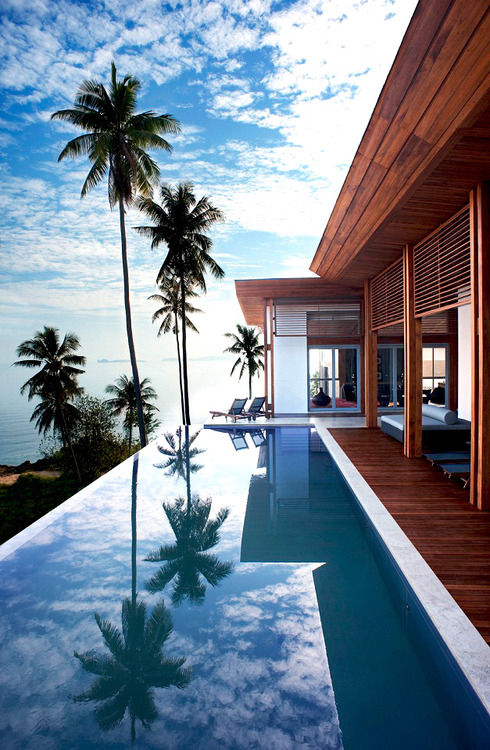 Blue reflective pool