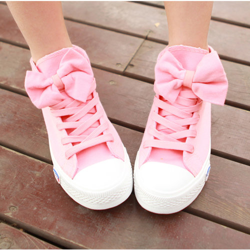 Pink bow tie shoes