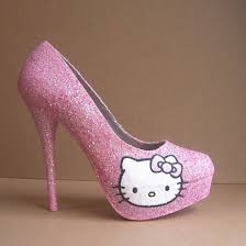 Cute Hello Kitty Glitter Heels