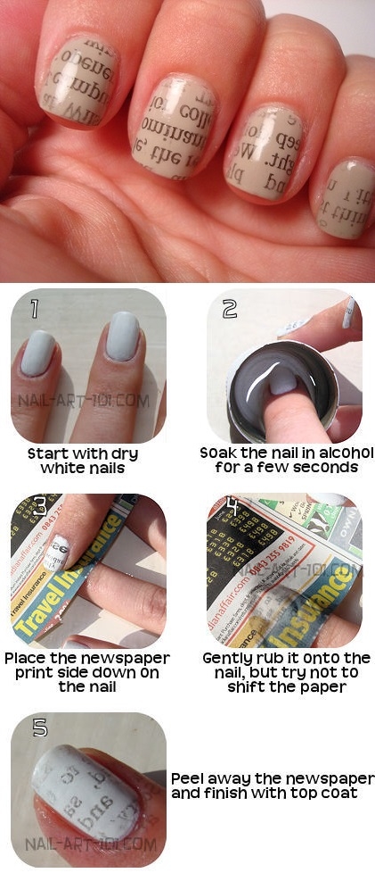DIY Newspaper Nail Art Tutorial DIY Newspaper Nail Art Tutorial