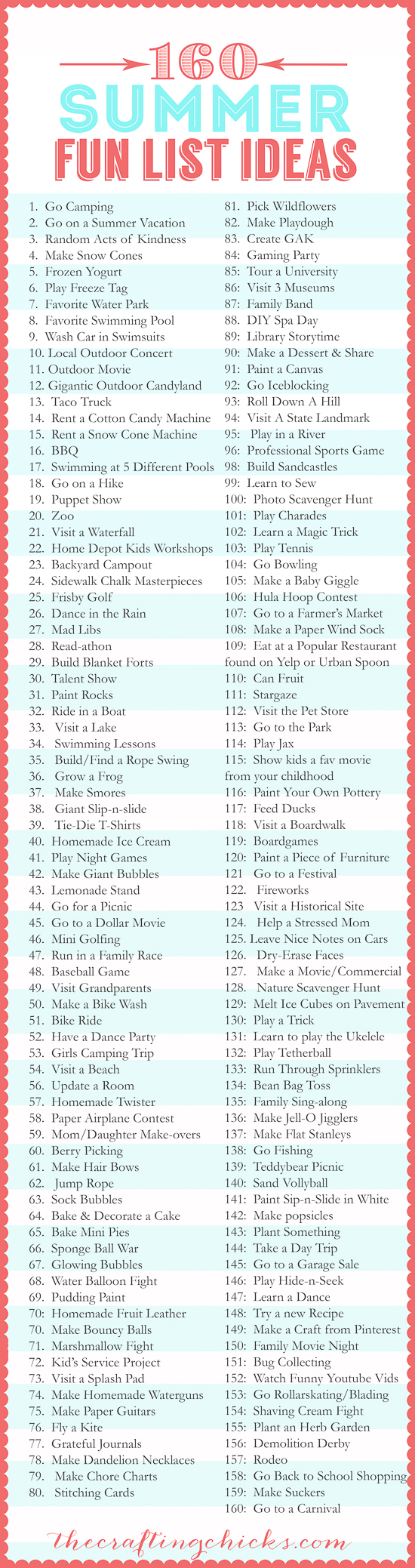 160 Summer Fun List 160 Summer Fun List