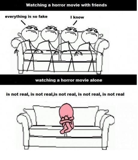 Horror movies alone