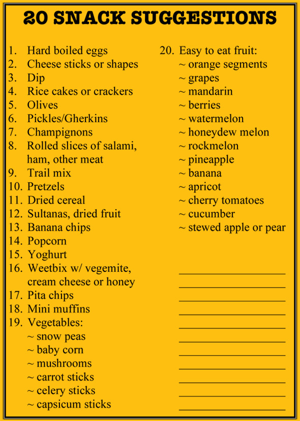 20 Snack Suggestions
