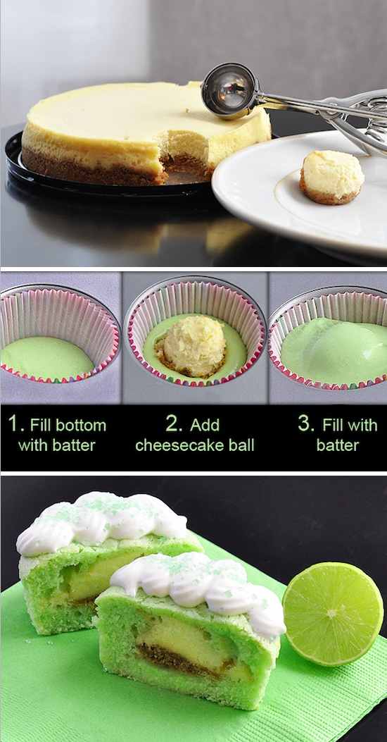 Key Lime Cupcakes Stuffed With Cheesecake