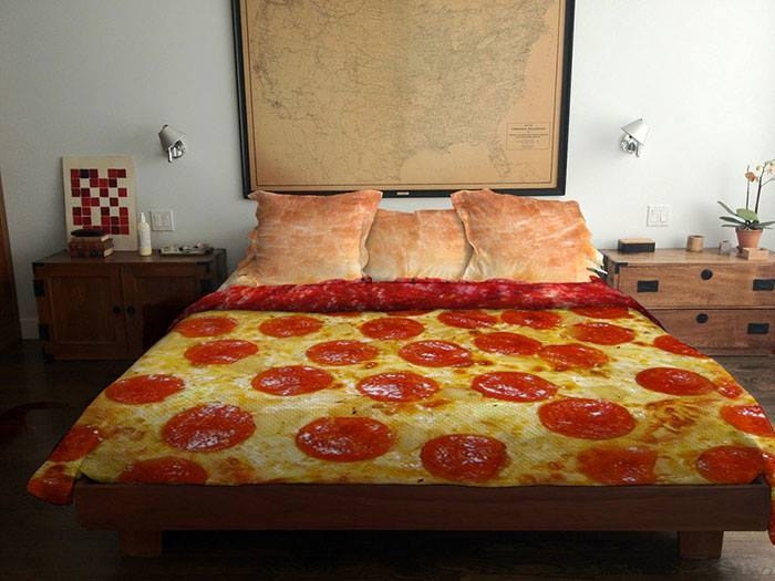 pepperoni pizza bed