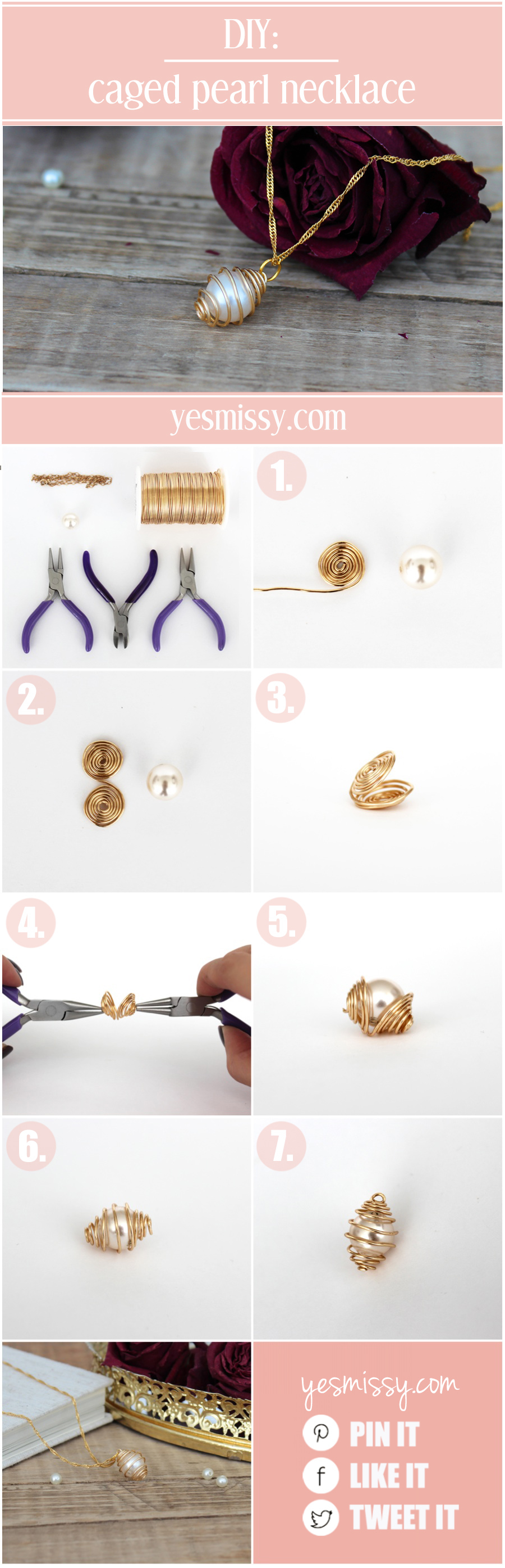 DIY Caged Pearl necklace