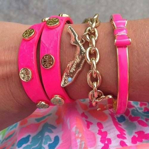Bright pink and gold jewelry Bright pink and gold jewelry