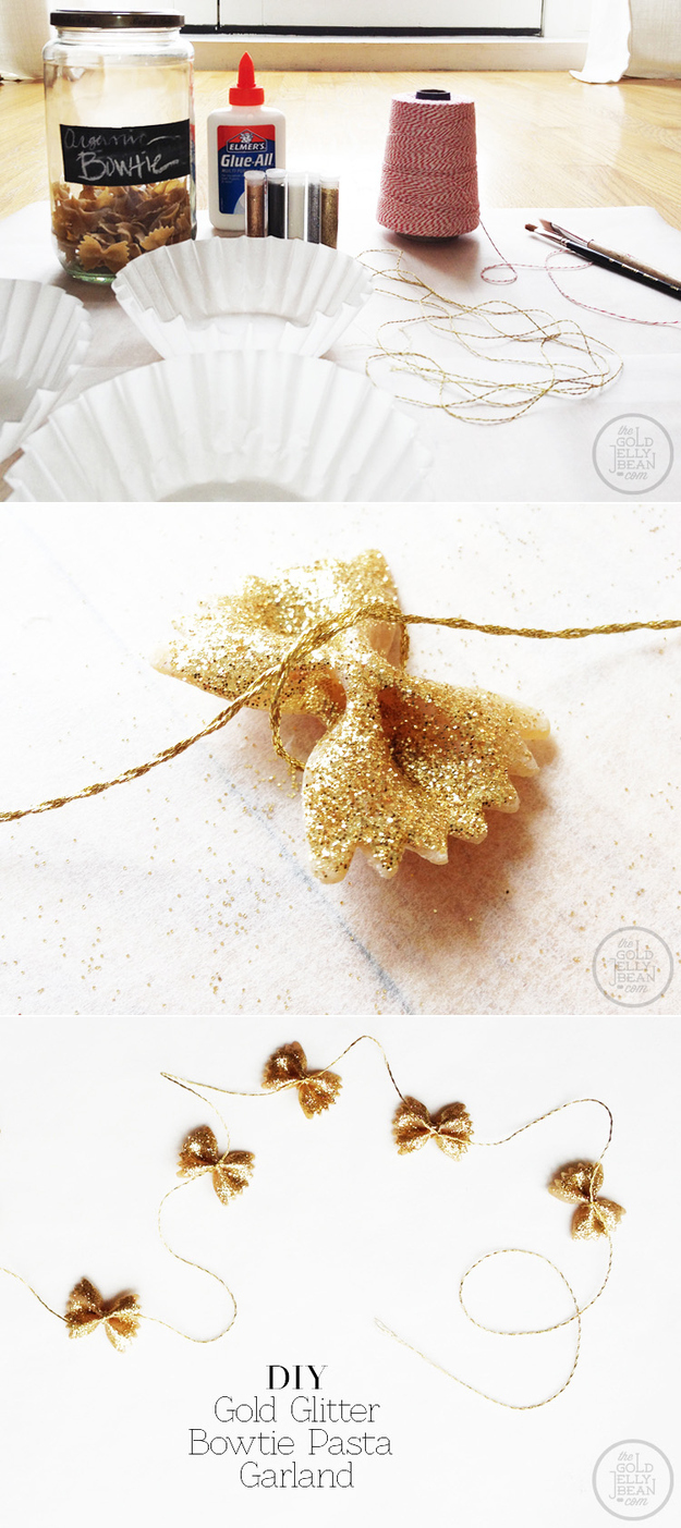 DIY Gold Glitter Bowtie Decorations