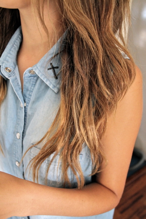 Denim cross collar Denim cross collar