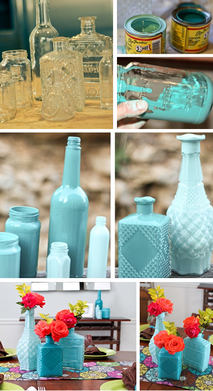 DIY Colored  Glass Centerpieces