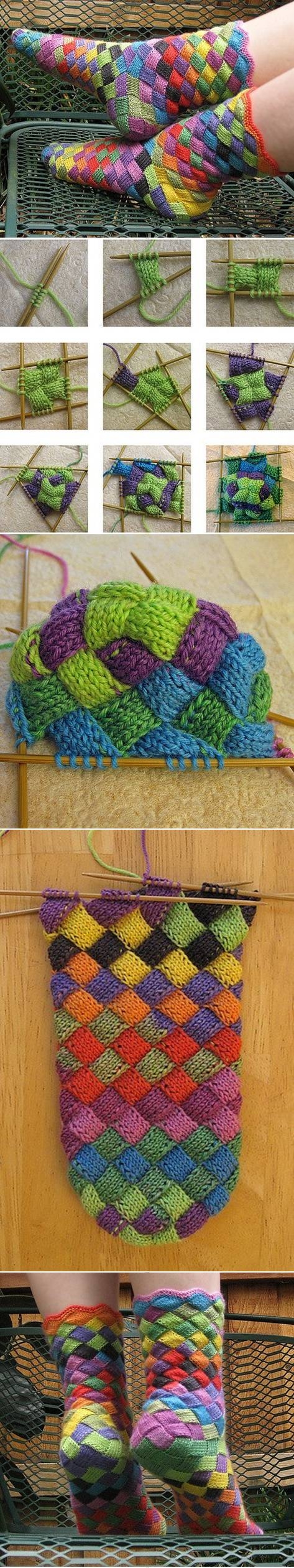 DIY Rainbow Knitted Socks