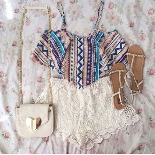 Aztec top and lace shorts Aztec top and lace shorts