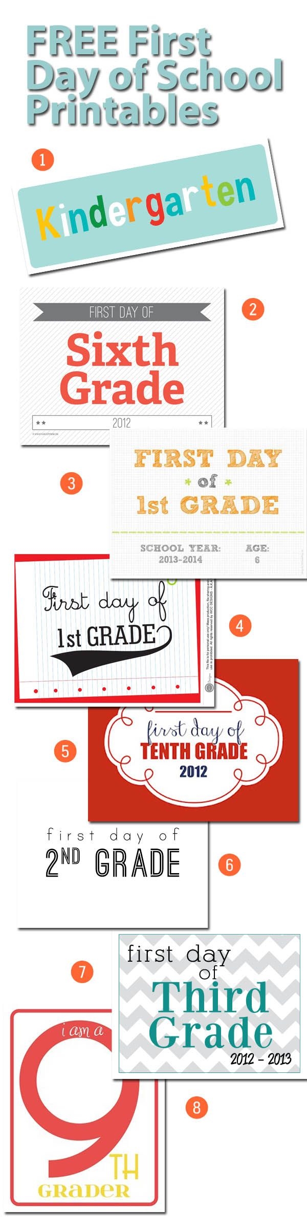 First Day of School Printables