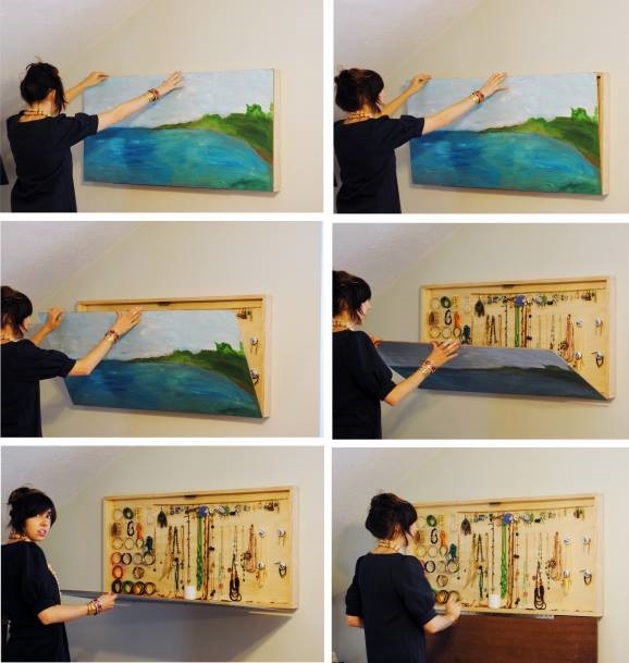 DIY Hidden Jewelry Hanger Wall Art