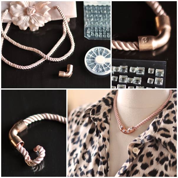 DIY Rope and Copper Plumbing Elbow Necklace