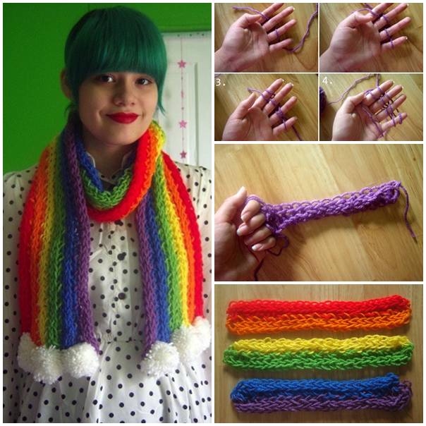 DIY Easy Finger Knitted Scarf DIY Easy Finger Knitted Scarf
