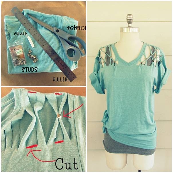 DIY No Sew Lattice Stud T-shirt