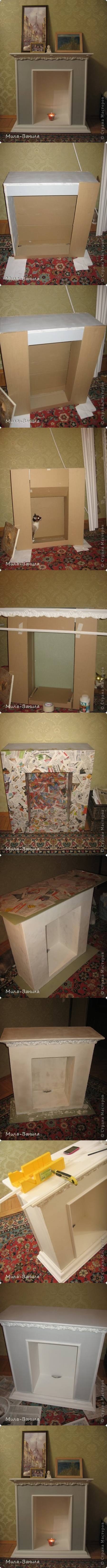 DIY Cardboard Decorated Fireplace