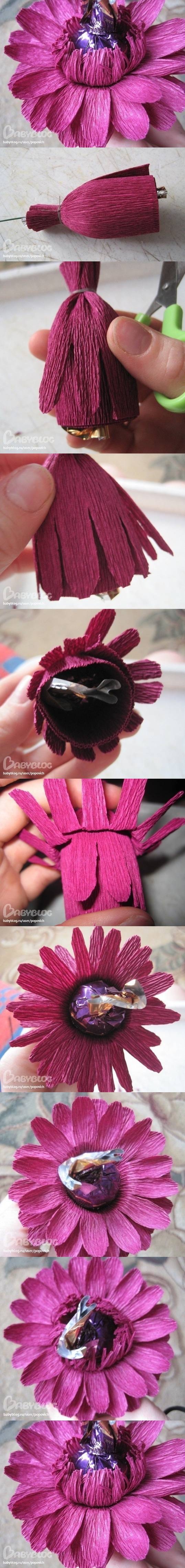 DIY Paper Roses With Chocolate Center