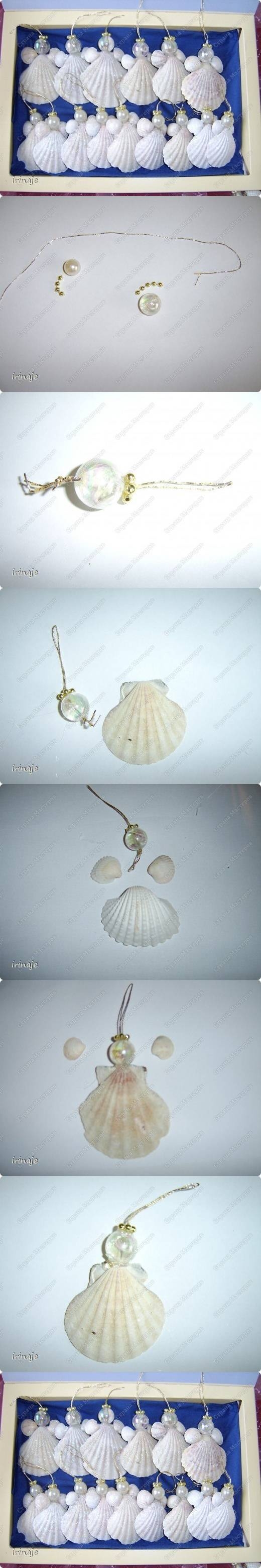DIY Angels Made of Shells and Jewelry