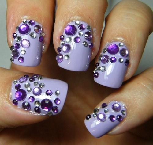 Lavender Nails with Sequins Lavender Nails with Sequins