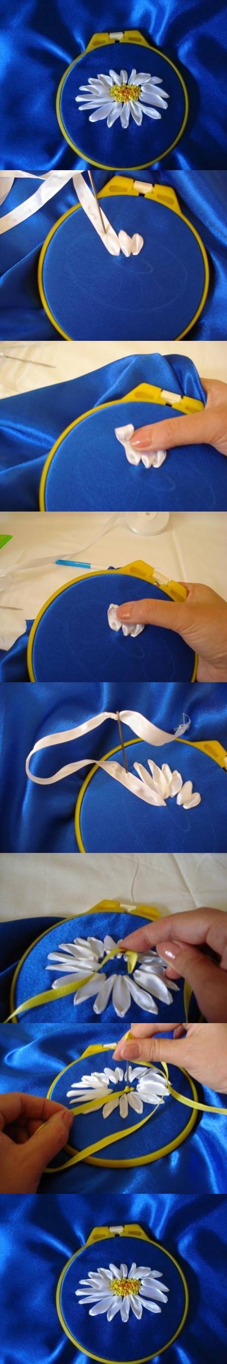 How to Sew  Ribbon Daisies