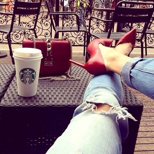 Starbucks and red pumps Starbucks and red pumps