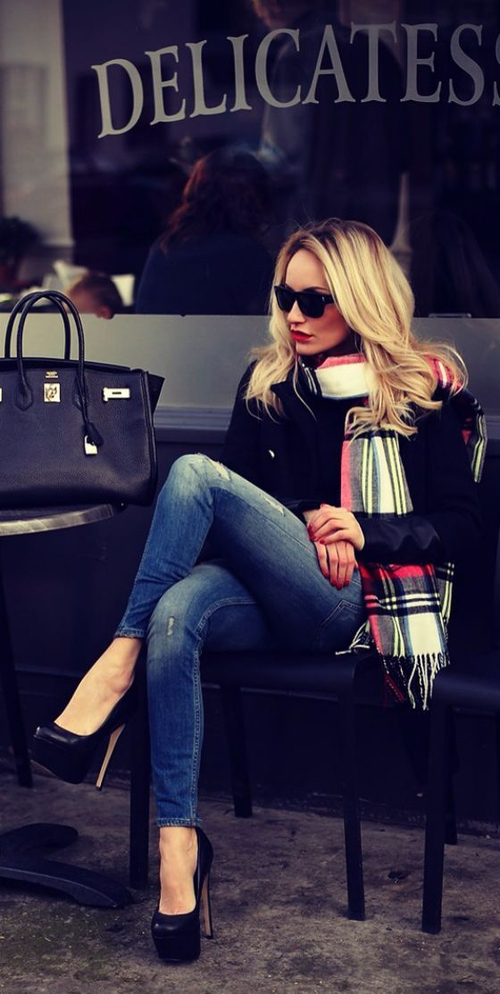 Large plaid scarf