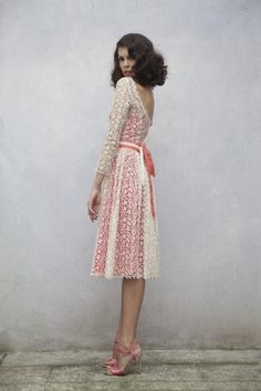 Pink and White Dress with Pink High Heel Sandals