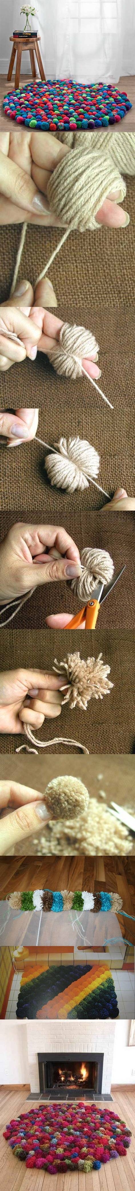 DIY Unusual Pom Pom Floor Mat