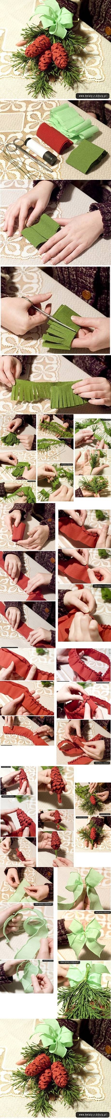 DIY Crepe Paper Pine Cone Decoration