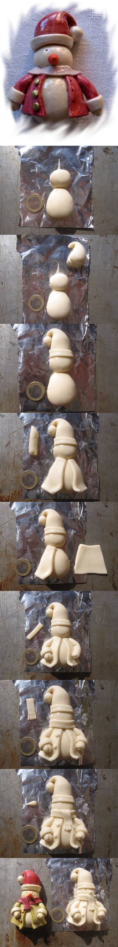 DIY Dough Snowman Ornament Scuplture