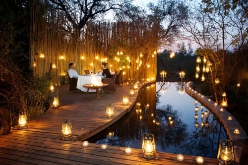 Romantic Lanterns, Pond and Dining Area