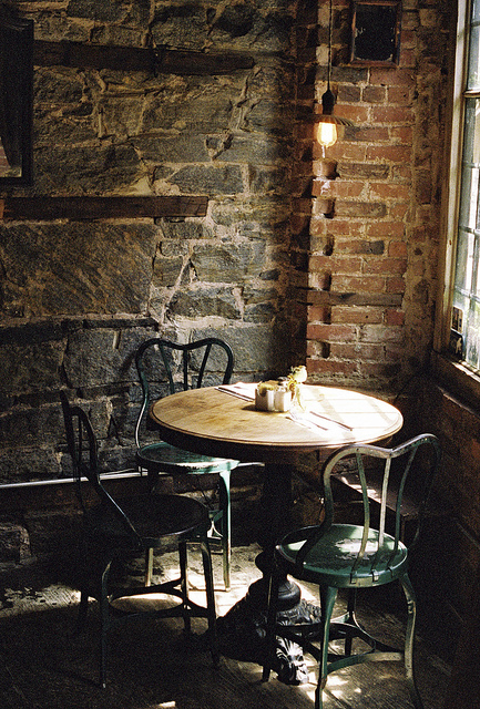 A corner table
