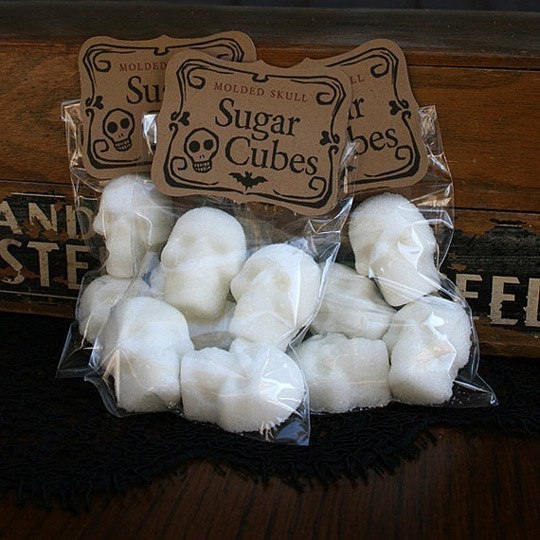 Molded skull sugar cubes