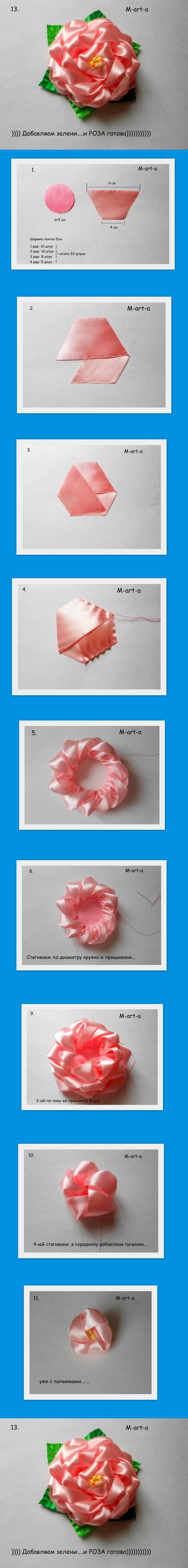 DIY Rose from Voile Ribbon DIY Rose from Voile Ribbon