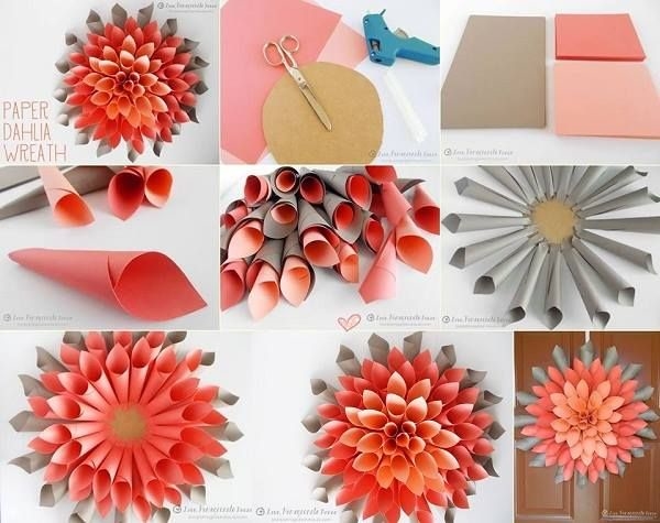 DIY Paper Dahlia Wreath DIY Paper Dahlia Wreath